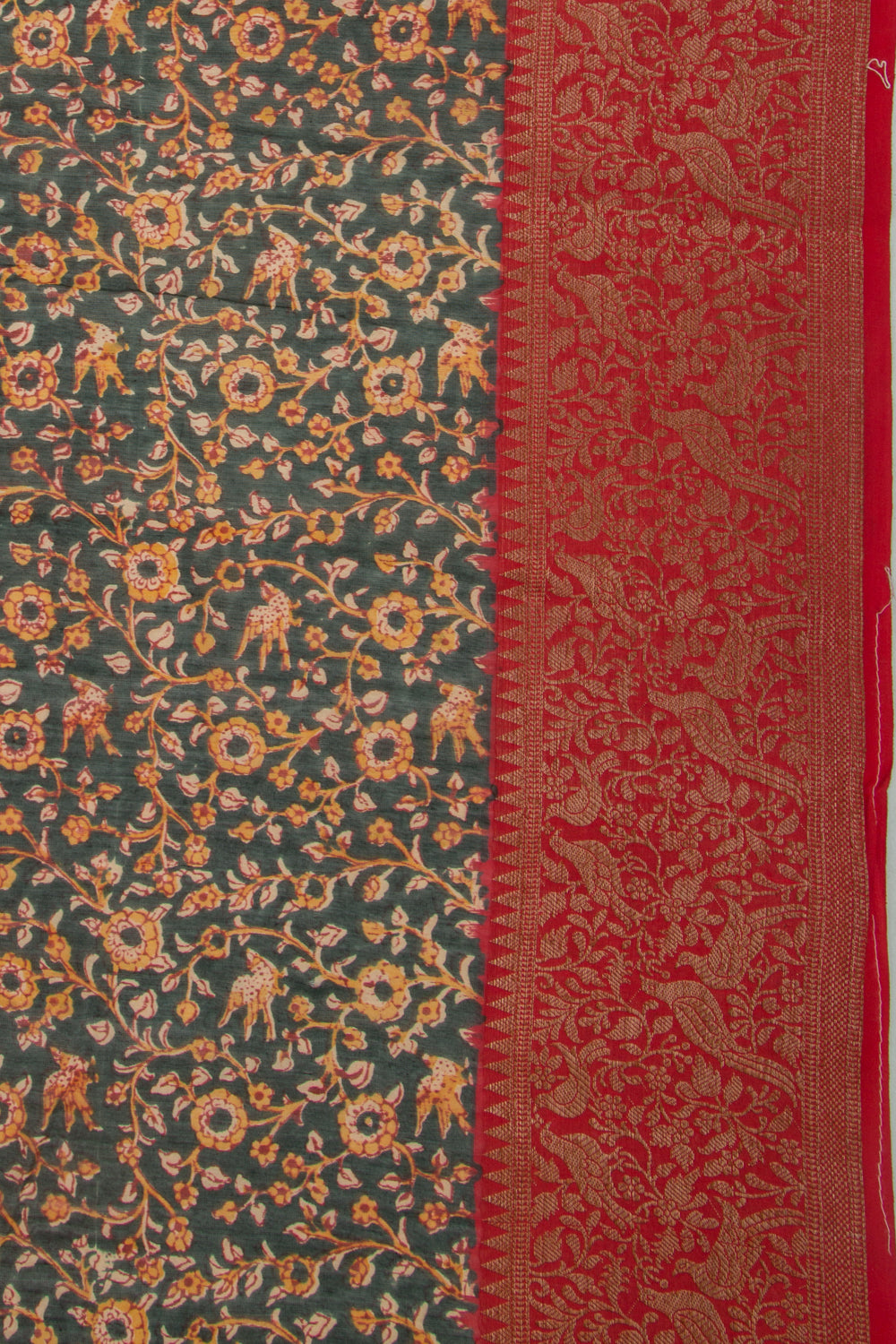 Chanderi Soft Silk Floral Printed Dark Green Saree