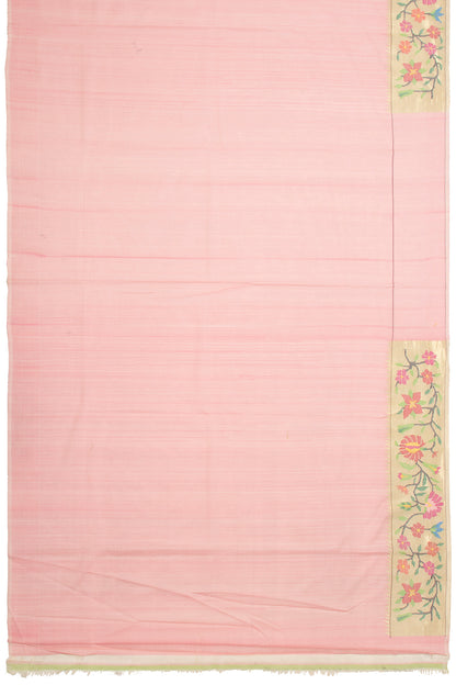 Paithani Cotton Plain Baby Pink Saree
