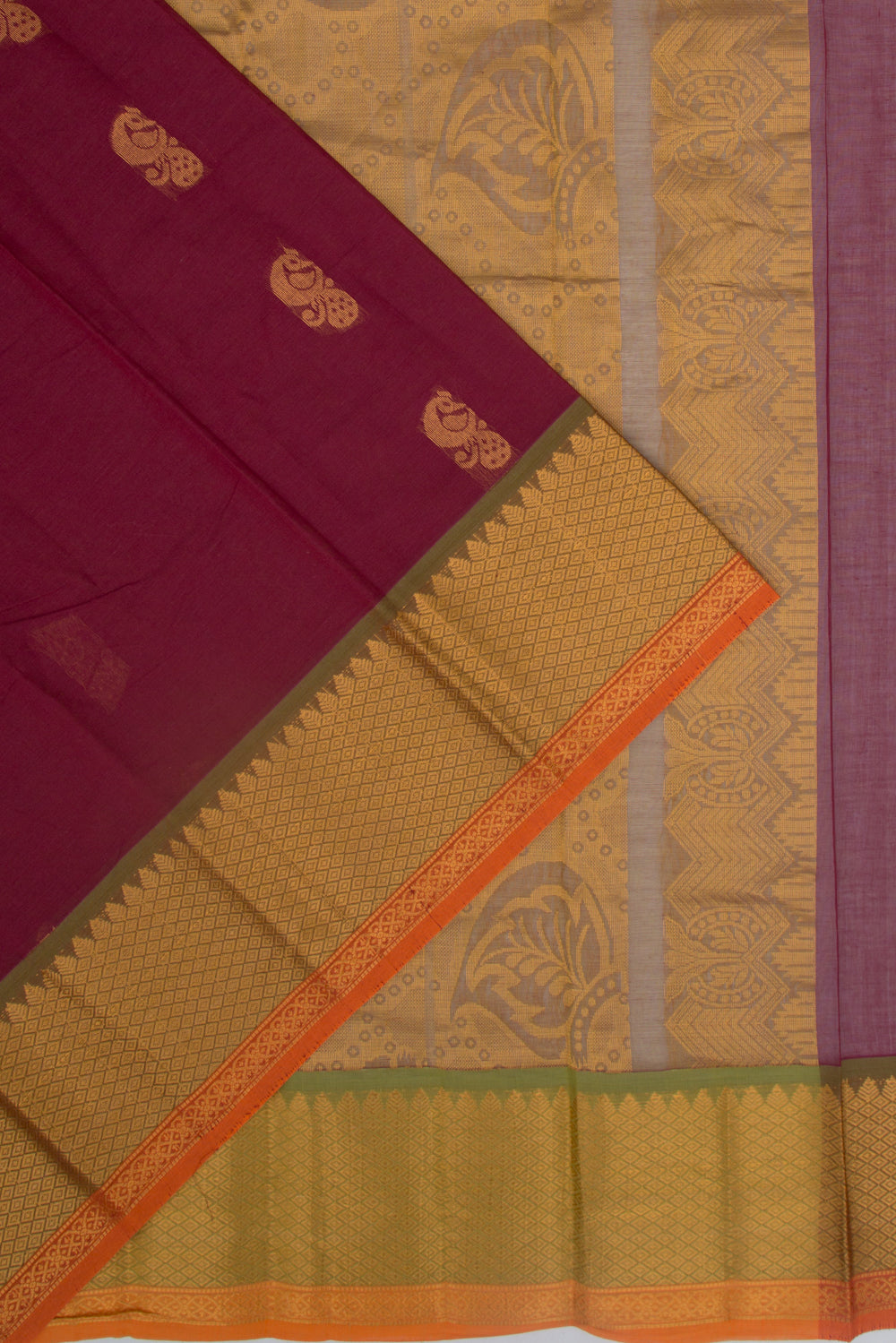 Mangalgiri Cotton Butta Maroon Saree