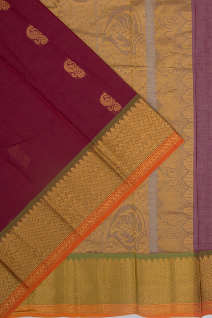 Mangalgiri Cotton Butta Maroon Saree