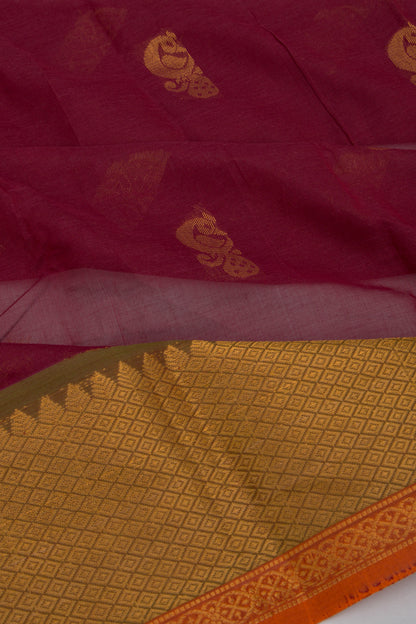 Mangalgiri Cotton Butta Maroon Saree