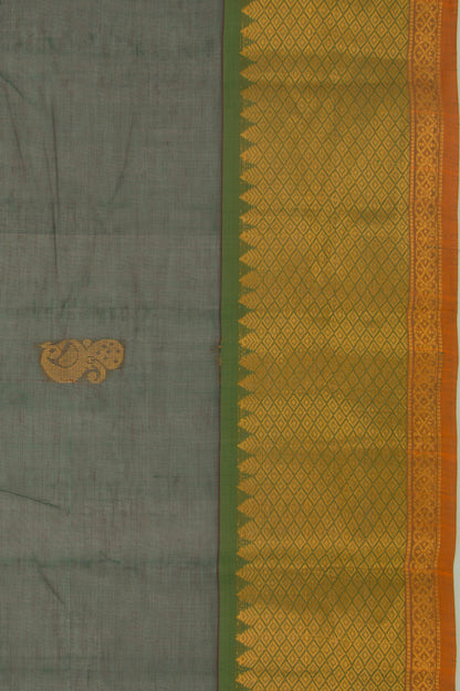 Mangalgiri Cotton Butta Bottle Green Saree