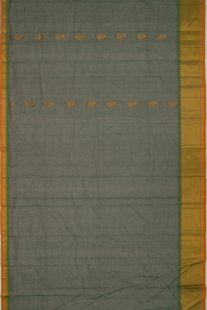 Mangalgiri Cotton Butta Bottle Green Saree