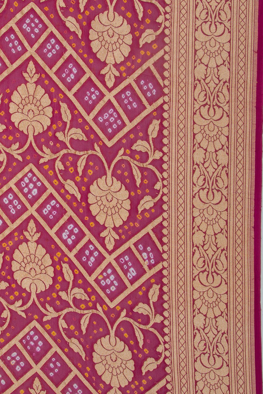 Banarasi Georgette Bandhani Brocade Purple Saree