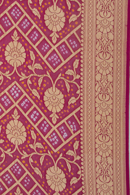 Banarasi Georgette Bandhani Brocade Purple Saree
