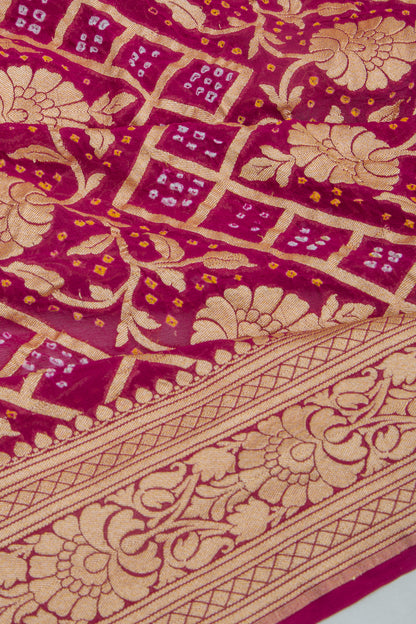 Banarasi Georgette Bandhani Brocade Purple Saree