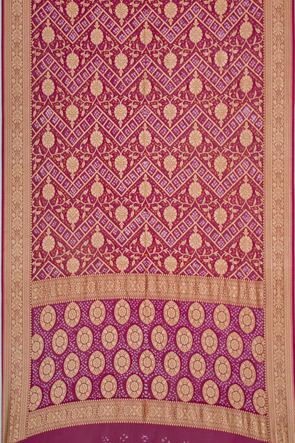 Banarasi Georgette Bandhani Brocade Purple Saree