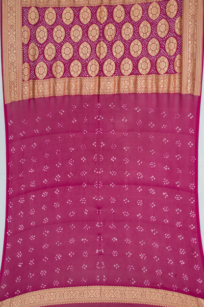 Banarasi Georgette Bandhani Brocade Purple Saree