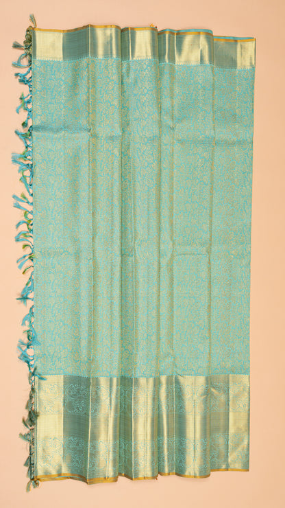 Kanchipuram Silk Brocade Sky Blue Saree