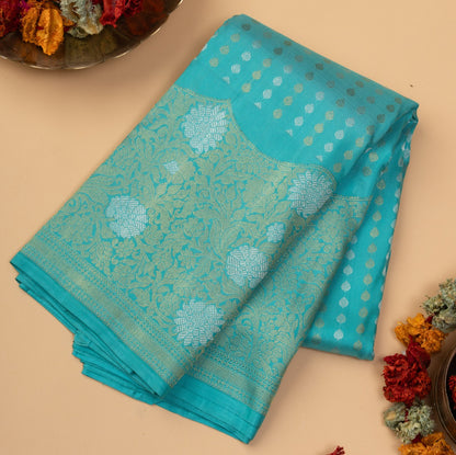 Kanchipuram Silk Brocade Sky Blue Saree