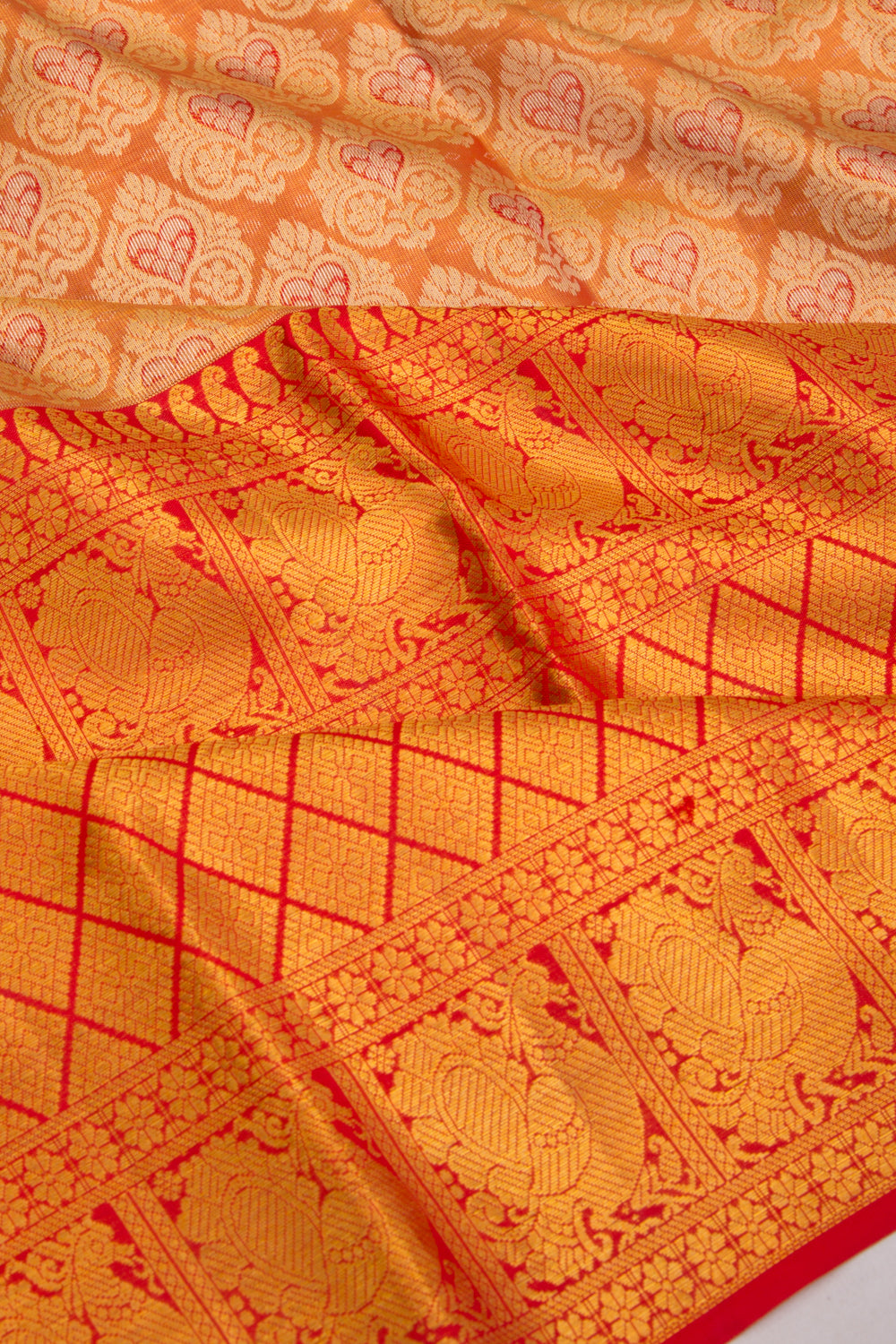 Taranga Kanchi Silk Tissue Brocade Orange Saree