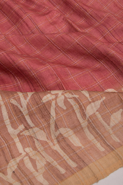 Tussar Checks Pink Saree