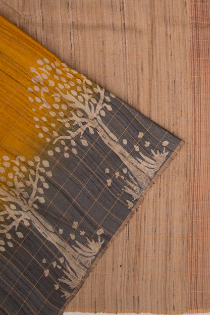 Tussar Checks Yellow Saree
