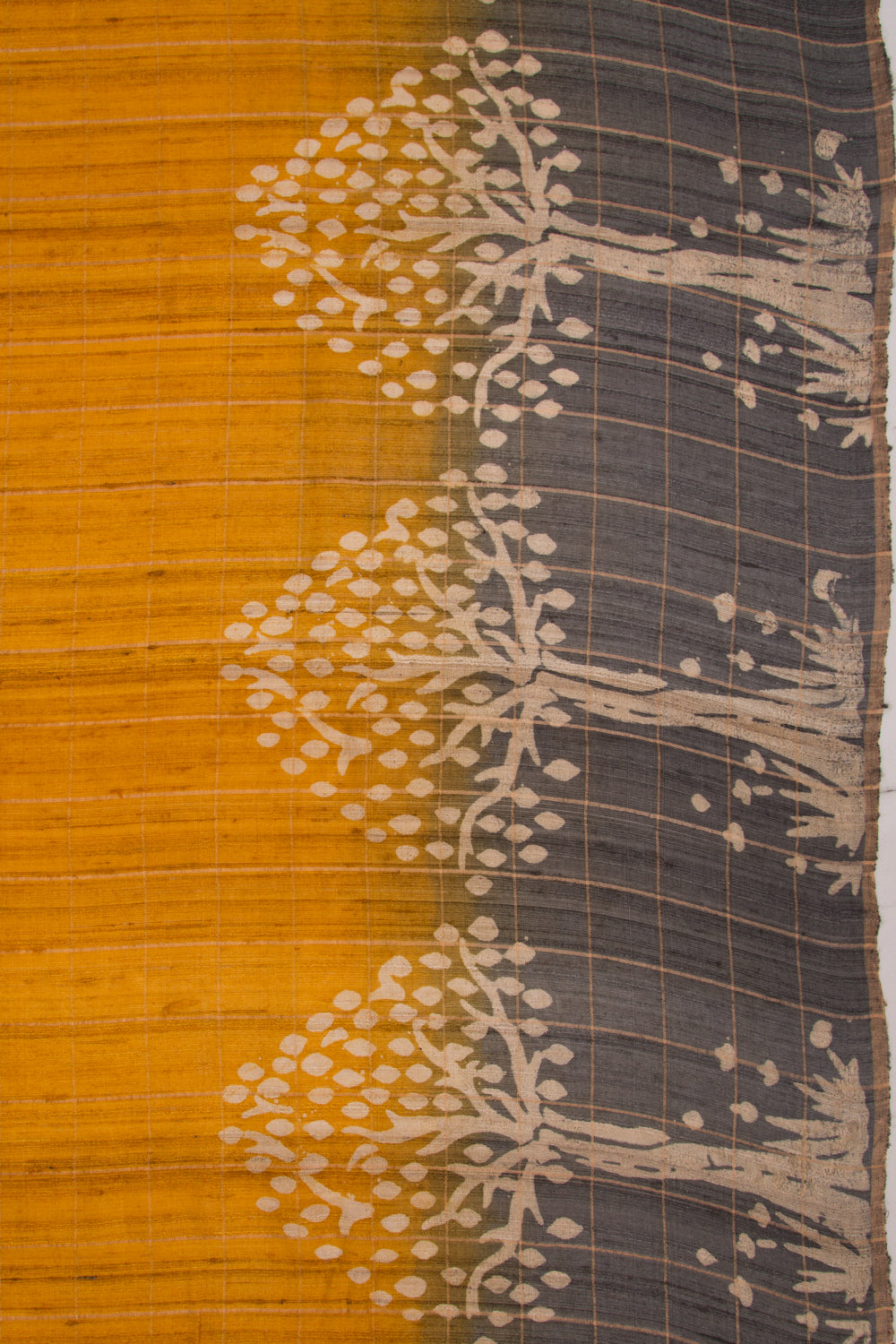 Tussar Checks Yellow Saree