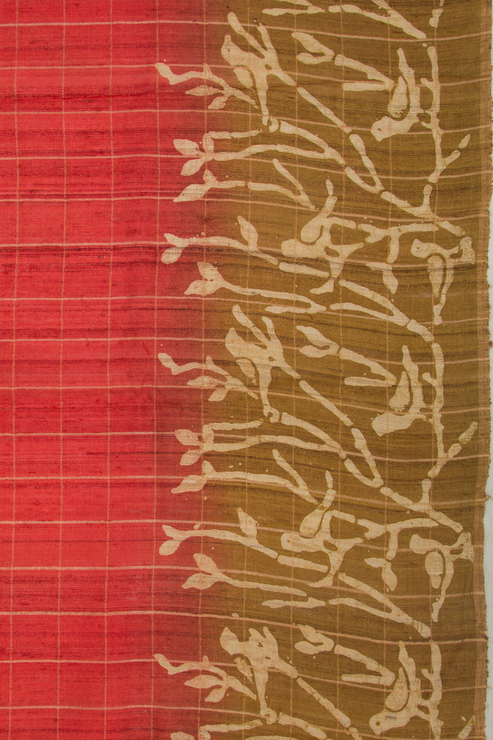 Tussar Checks Brick Red Saree