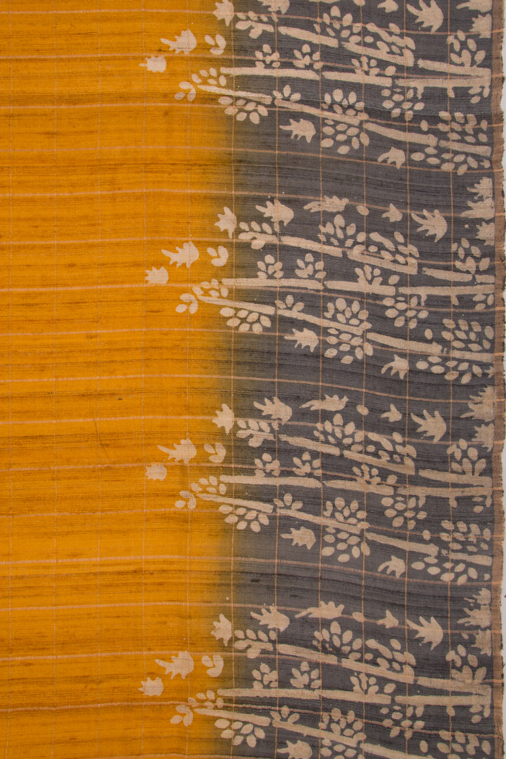 Tussar Checks Yellow Saree