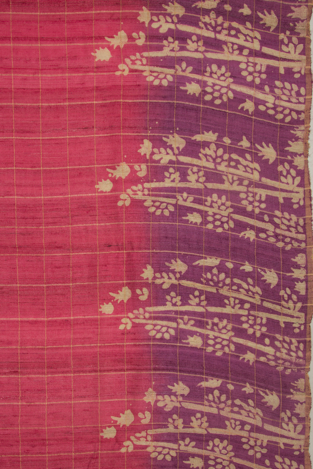 Tussar Checks Pink Saree