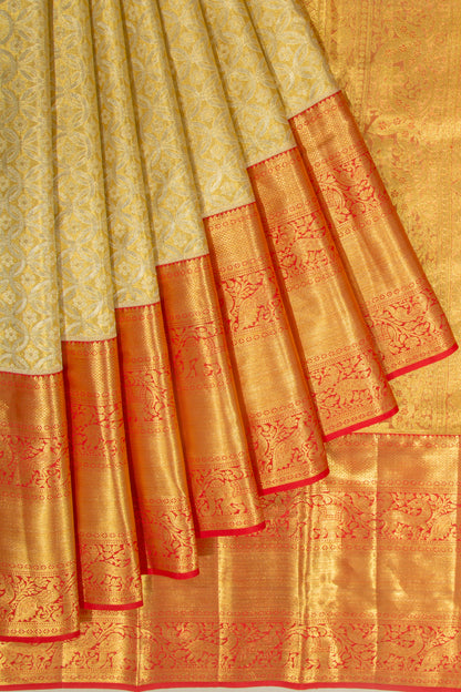 Taranga Kanchi Silk Tissue Brocade Gold Saree