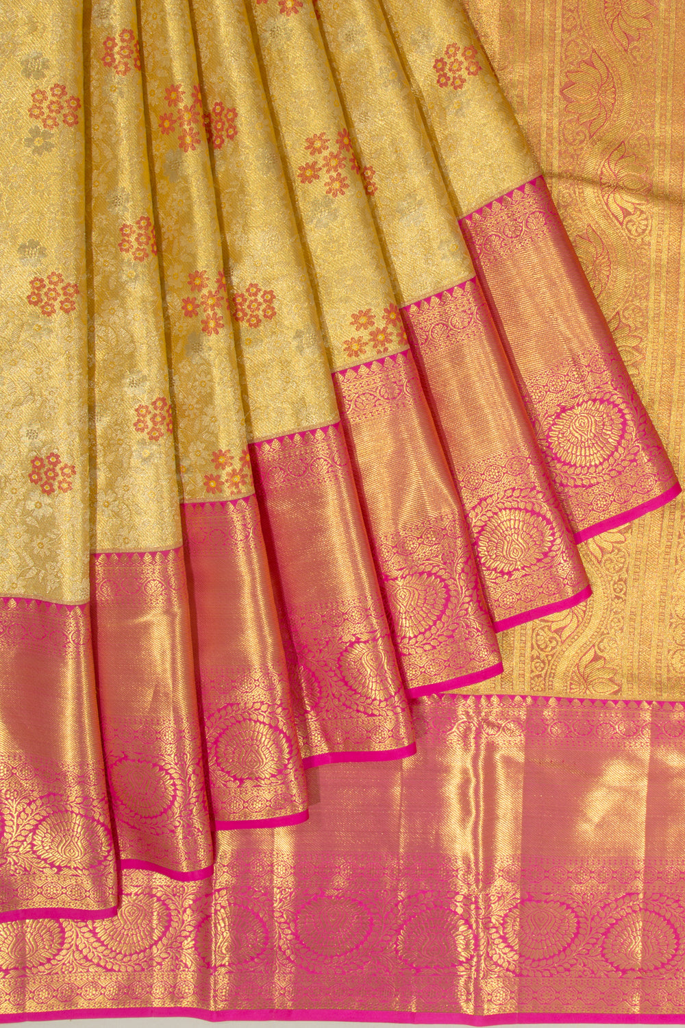 Taranga Kanchi Silk Tissue Brocade Gold Saree