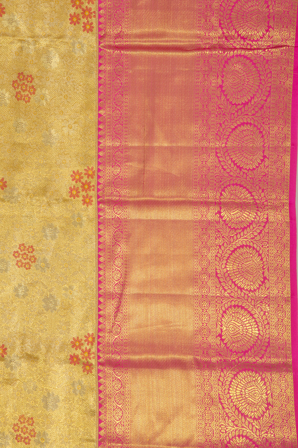 Taranga Kanchi Silk Tissue Brocade Gold Saree