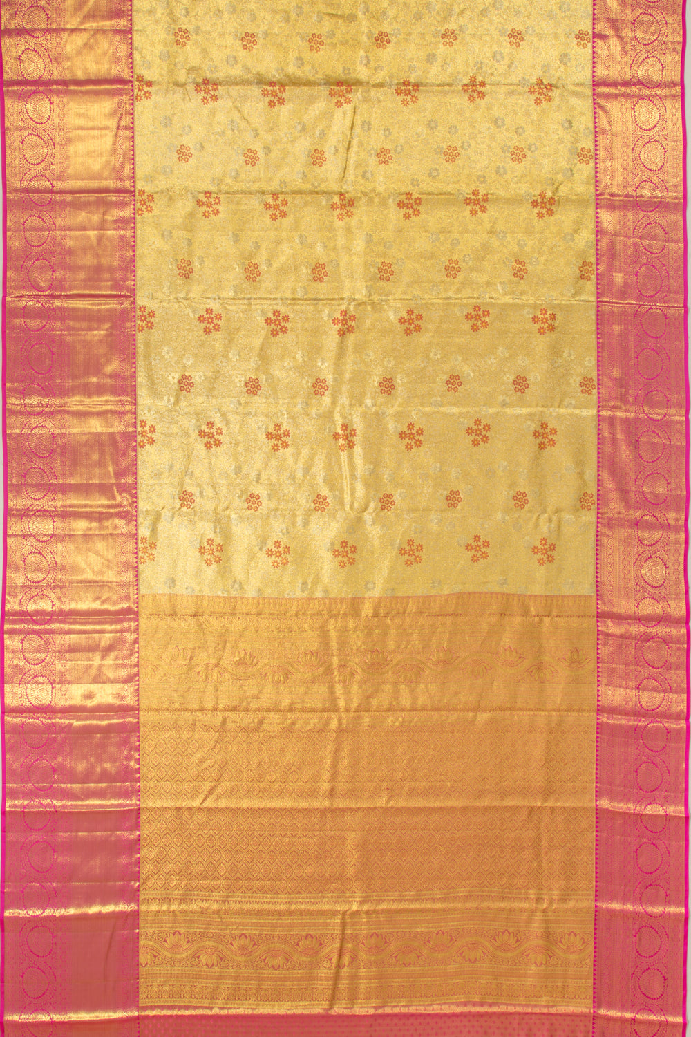 Taranga Kanchi Silk Tissue Brocade Gold Saree