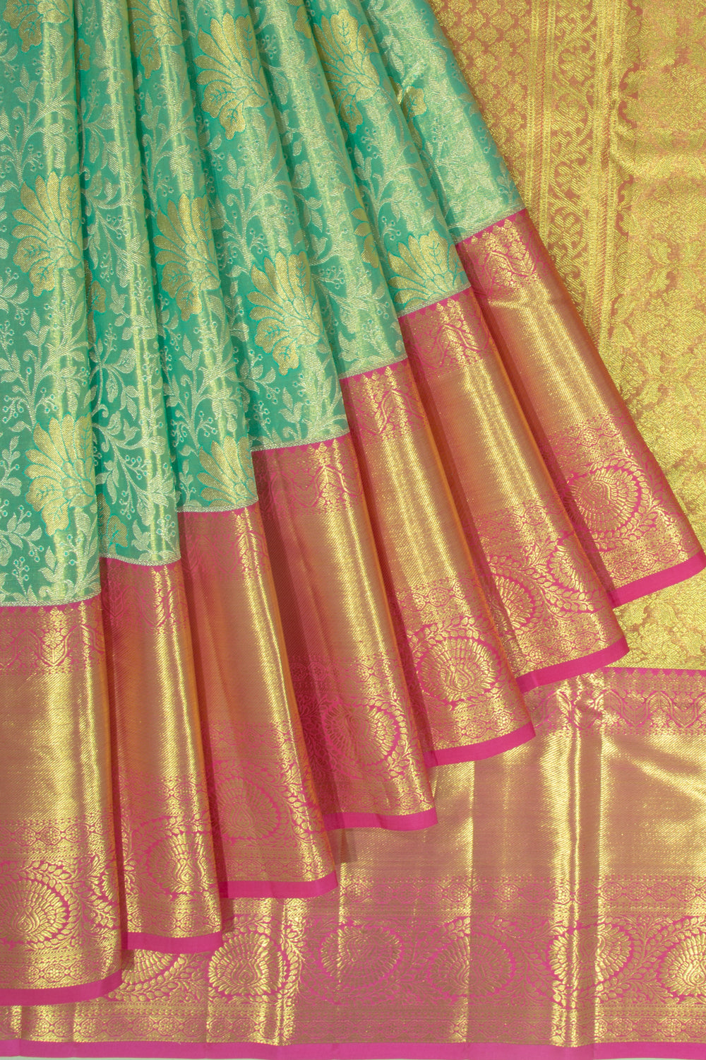 Taranga Kanchi Silk Tissue Jaal Pastel Blue Saree