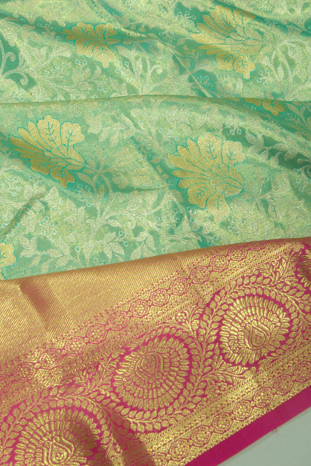 Taranga Kanchi Silk Tissue Jaal Pastel Blue Saree