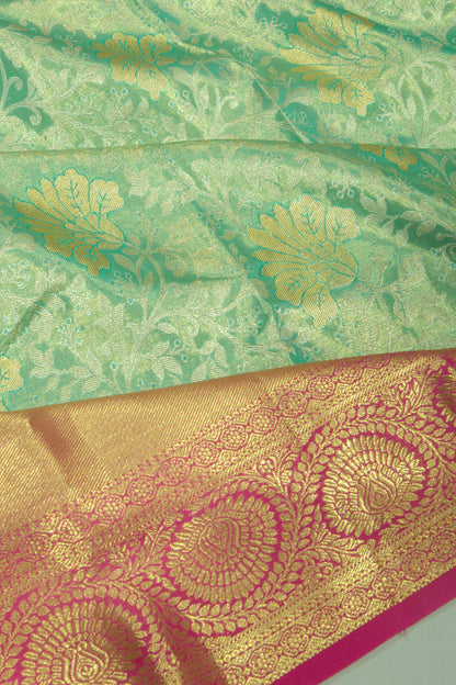 Taranga Kanchi Silk Tissue Jaal Pastel Blue Saree