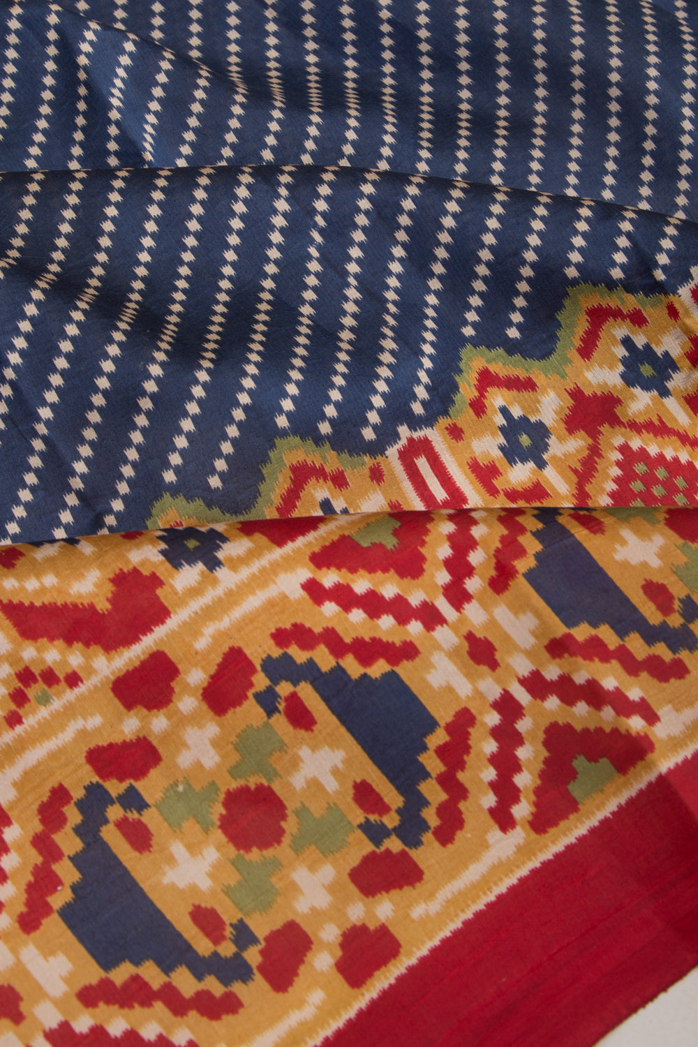 Spun Silk Block Printed Dark Blue Saree