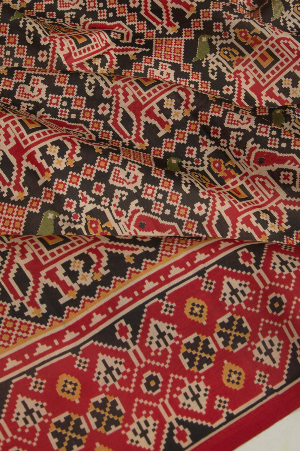 Spun Silk Block Printed Black Saree