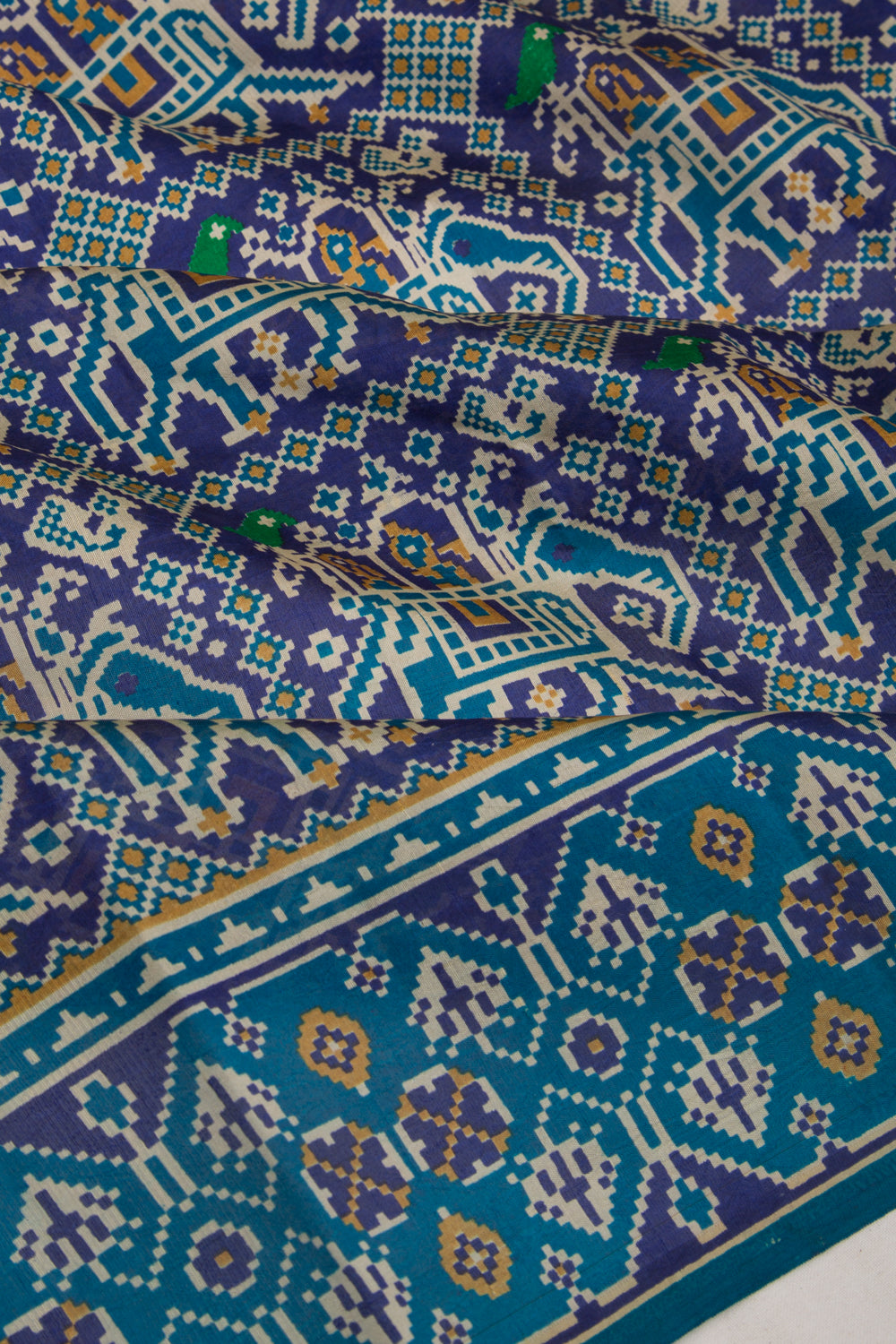 Spun Silk Block Printed Dark Blue Saree