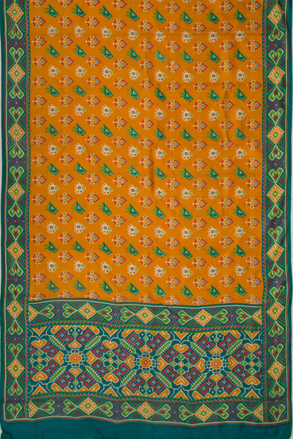Spun Silk Block Printed Mustard Yellow Saree