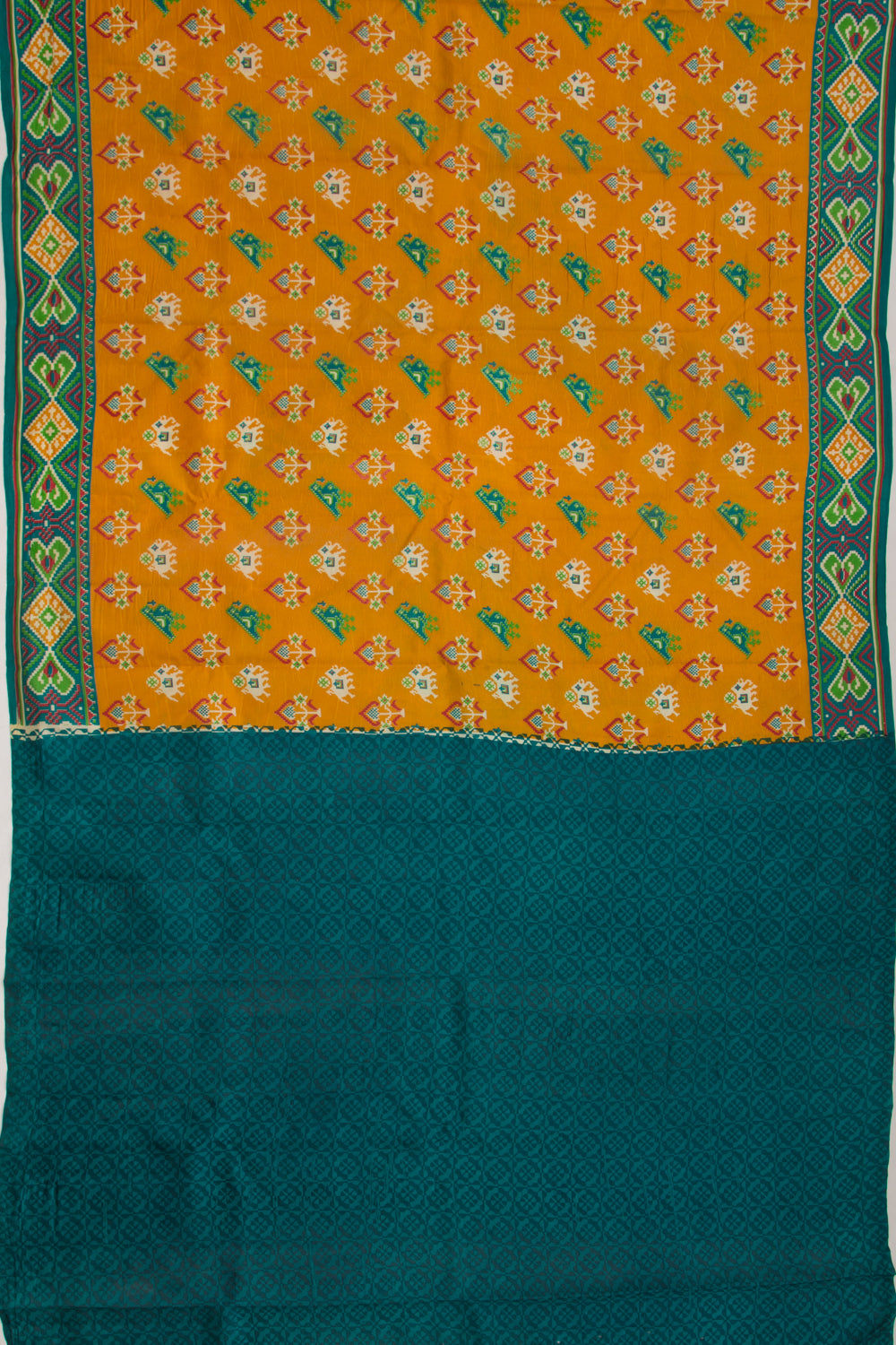 Spun Silk Block Printed Mustard Yellow Saree
