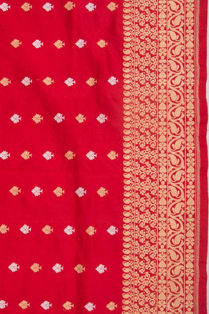 Banarasi Silk Kadwa Butta Red Saree