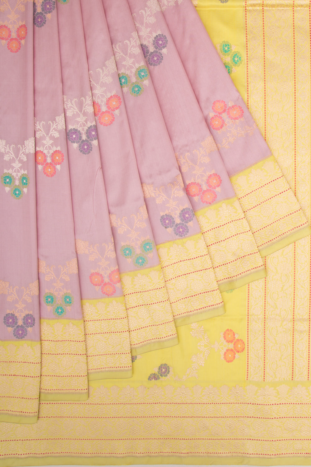 Banarasi Silk Kadwa Jaal Lavender Saree