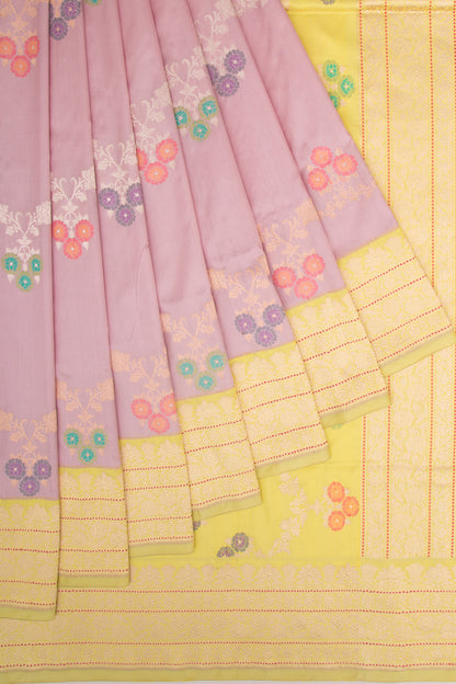 Banarasi Silk Kadwa Jaal Lavender Saree