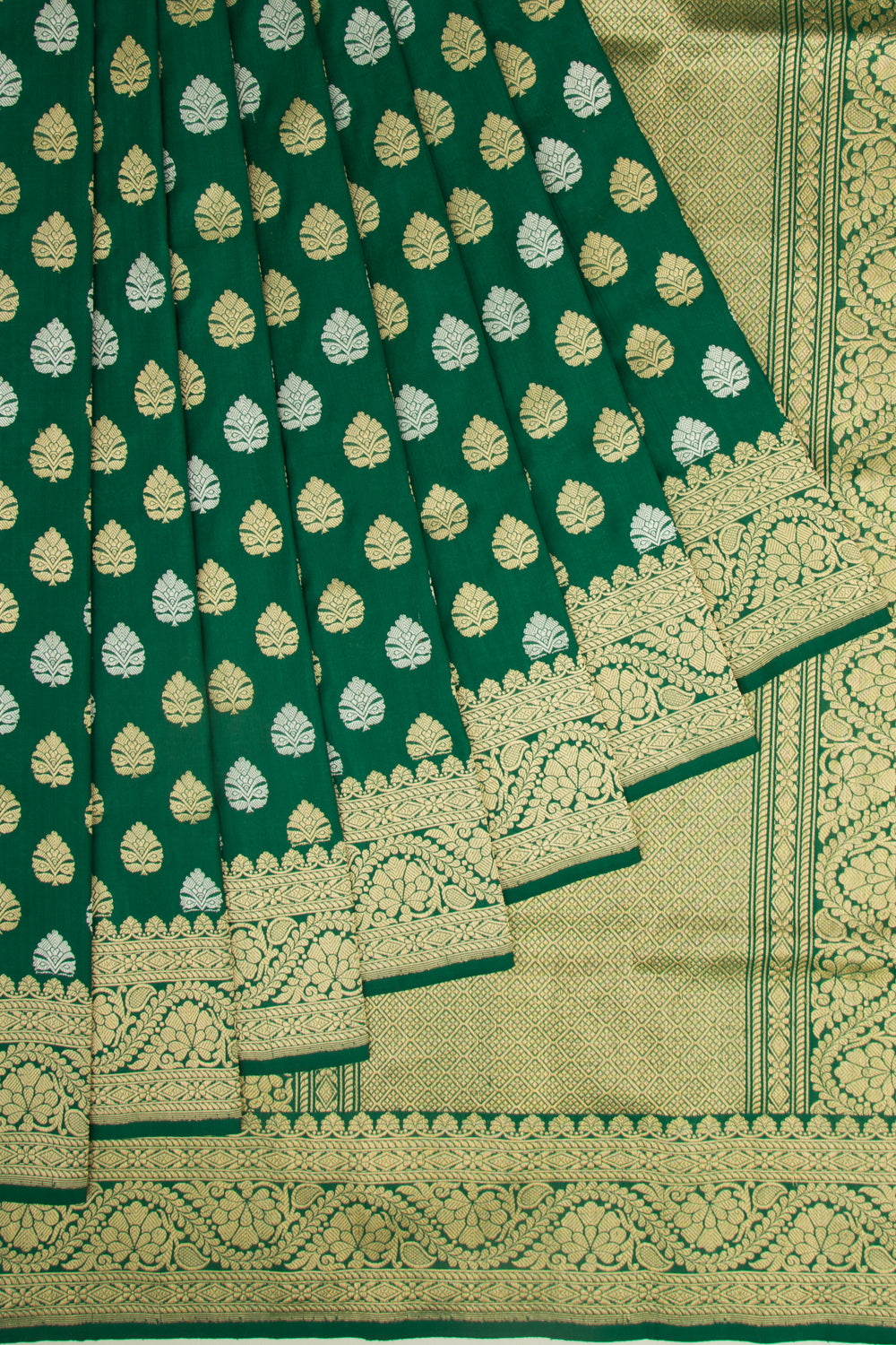 Banarasi Silk Kadwa Butta Green Saree