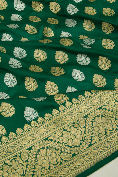 Banarasi Silk Kadwa Butta Green Saree