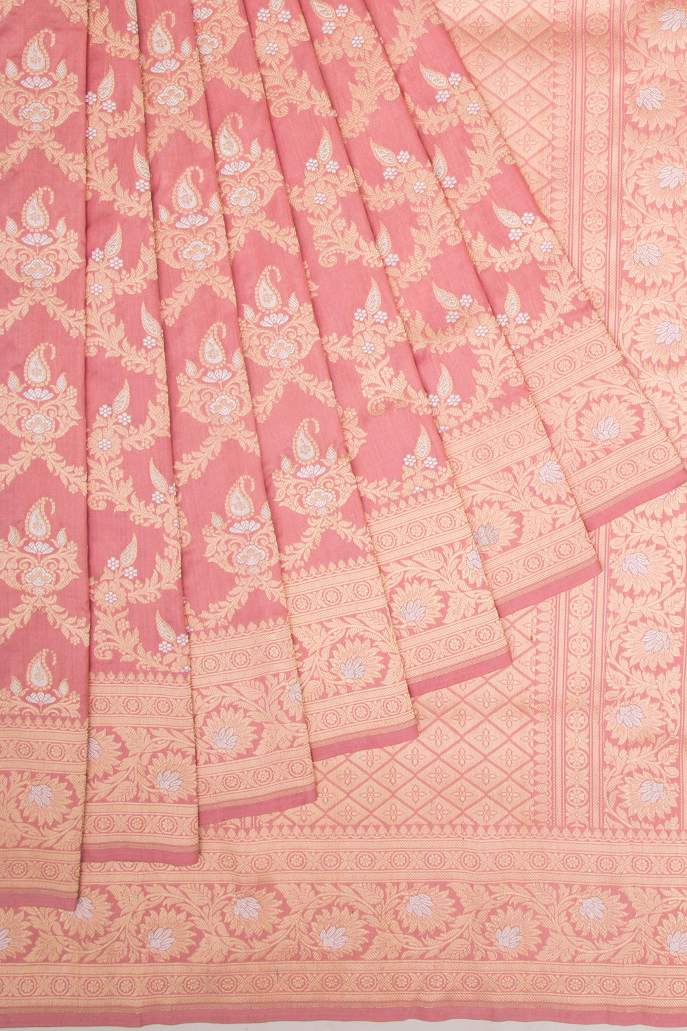 Banarasi Silk Kadwa Jaal Peach Saree
