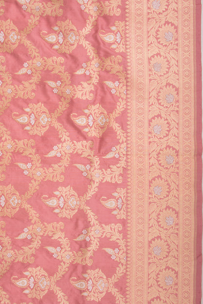 Banarasi Silk Kadwa Jaal Peach Saree