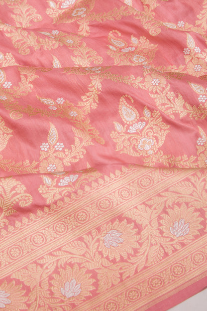 Banarasi Silk Kadwa Jaal Peach Saree