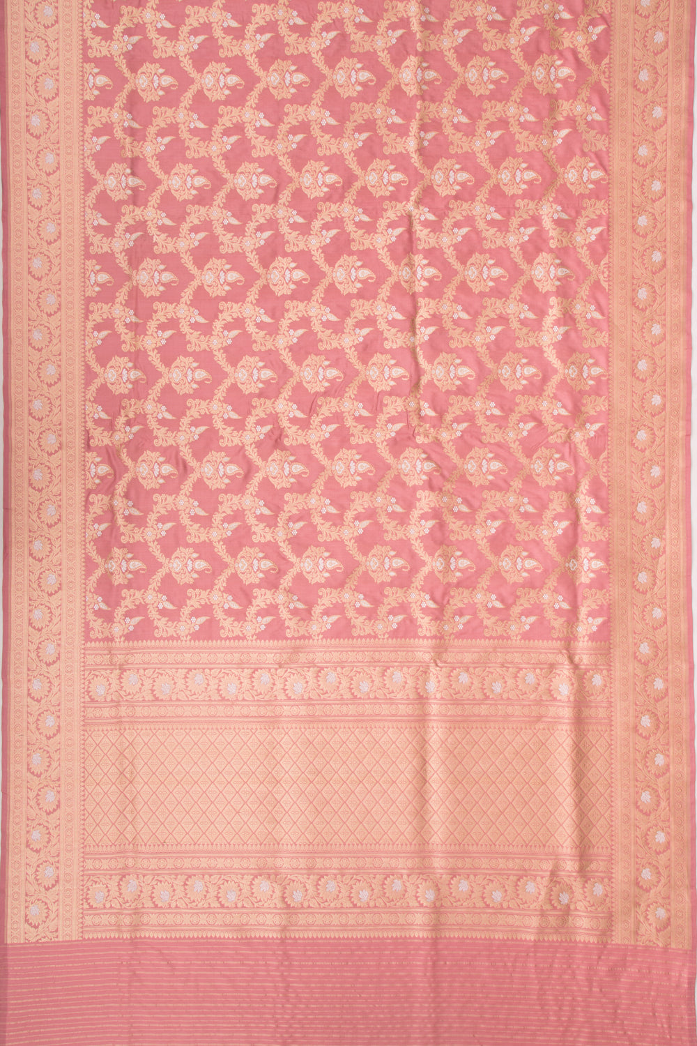 Banarasi Silk Kadwa Jaal Peach Saree