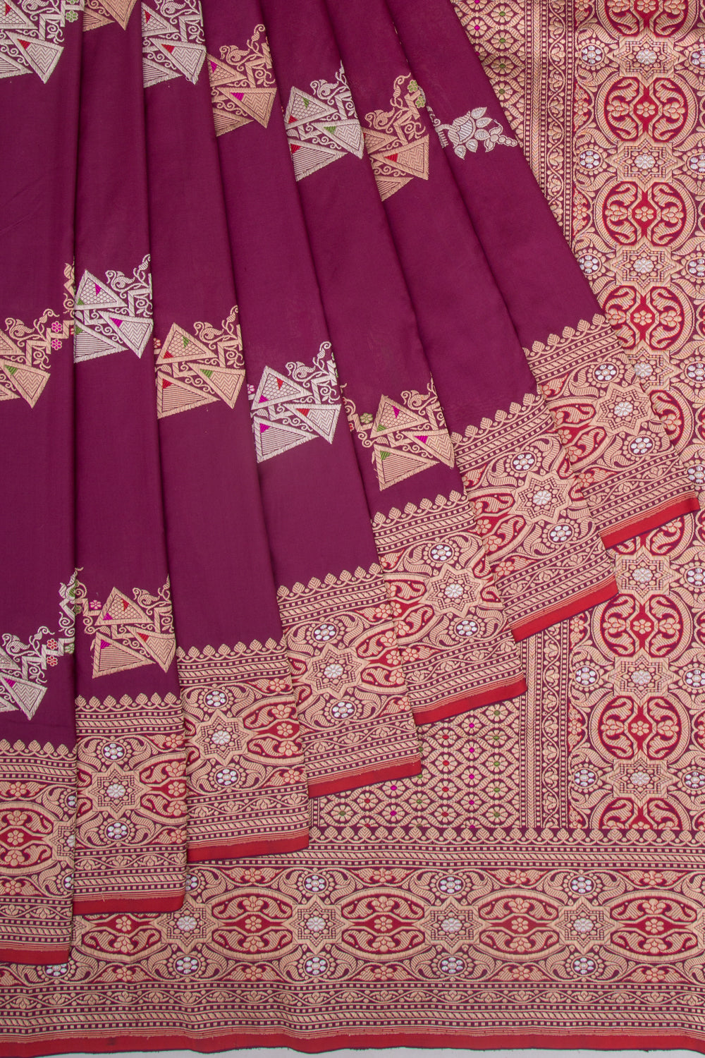 Banarasi Silk Kadwa Jaal Burgundy Saree