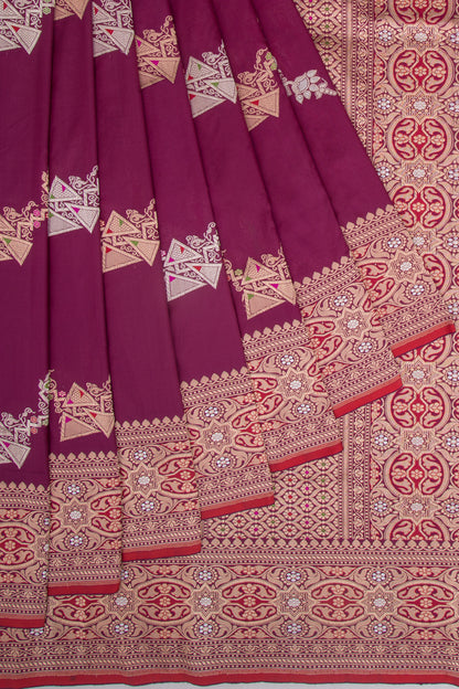 Banarasi Silk Kadwa Jaal Burgundy Saree
