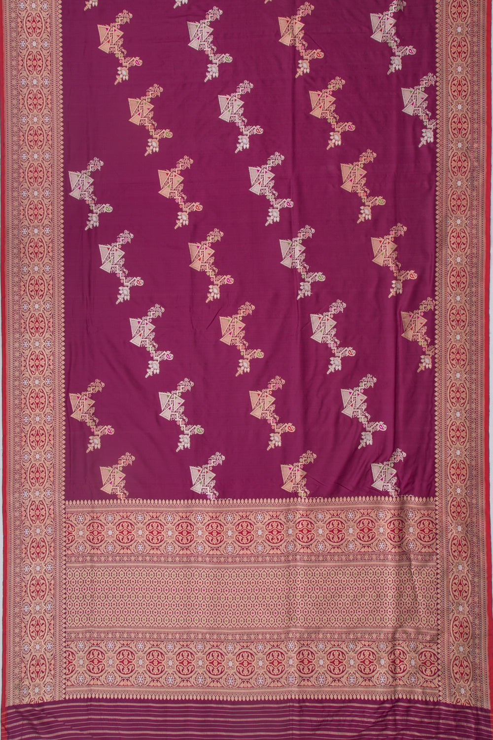 Banarasi Silk Kadwa Jaal Burgundy Saree