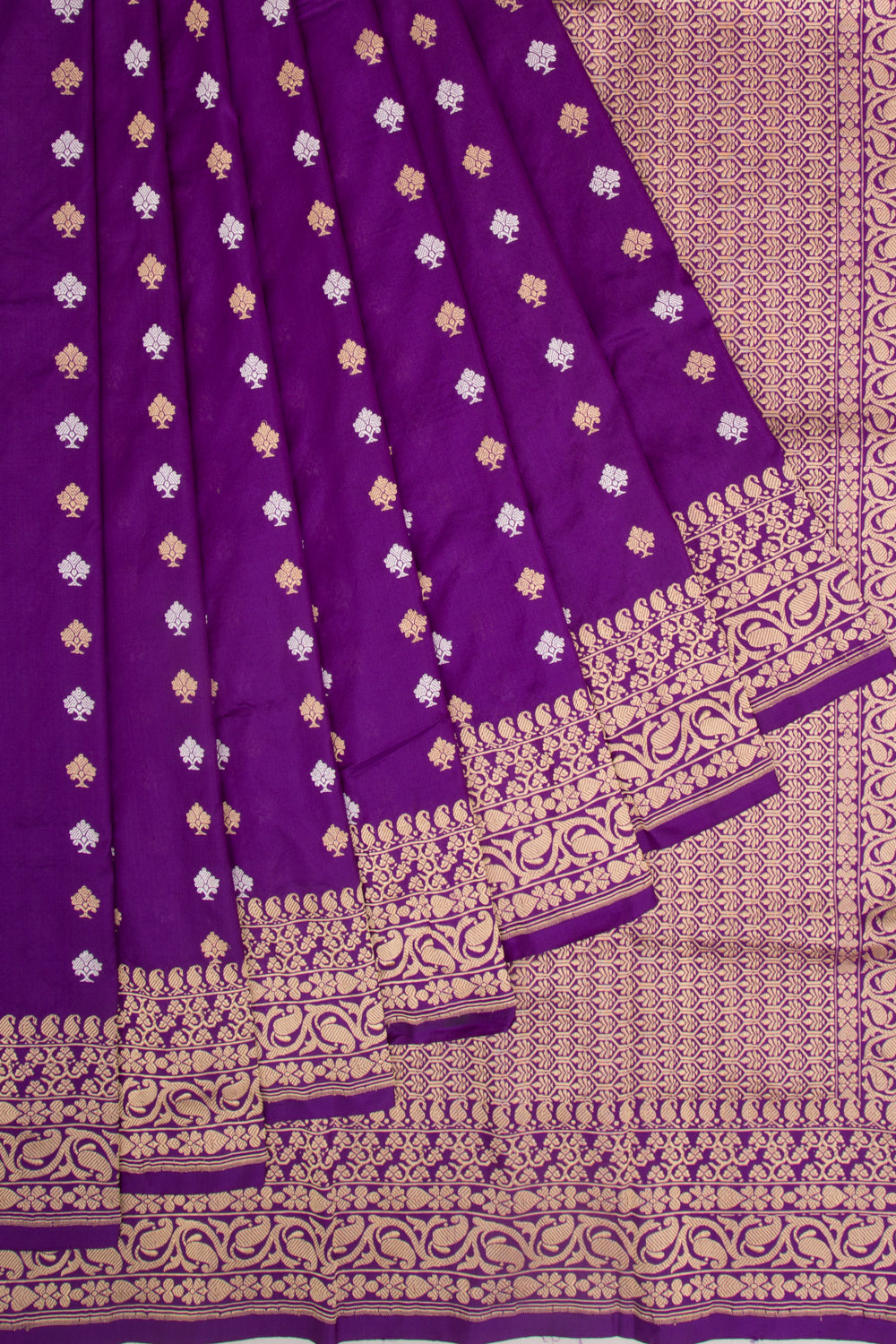 Banarasi Silk Kadwa Butta Purple Saree