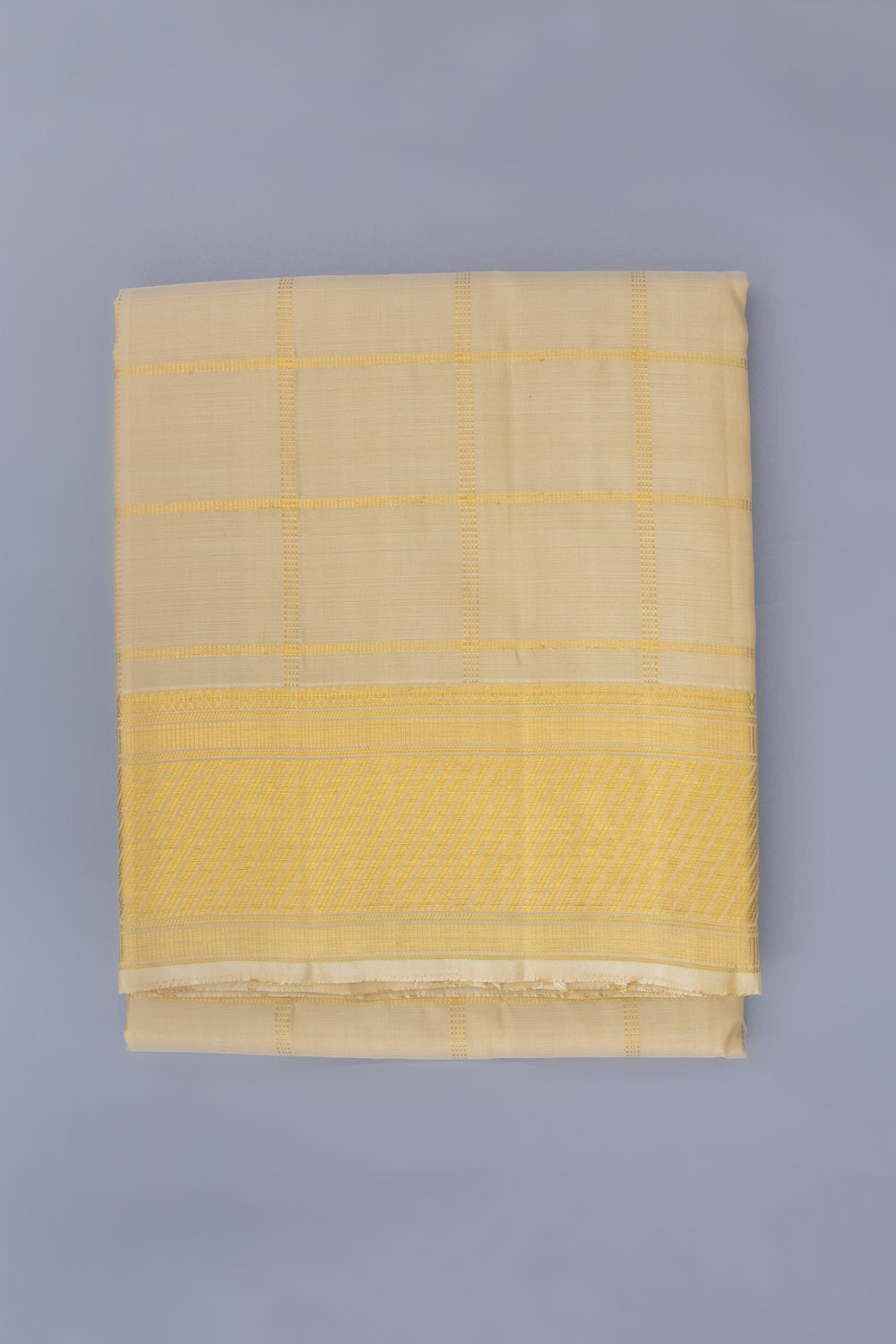 Kanchipuram Silk Checks Cream Dhoti 9X3 Muzham
