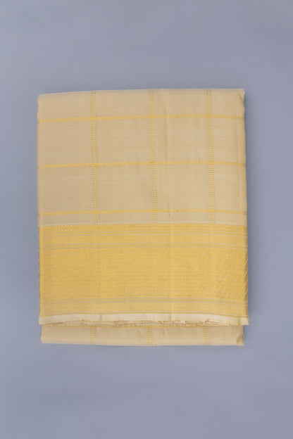 Kanchipuram Silk Checks Cream Dhoti 9X3 Muzham