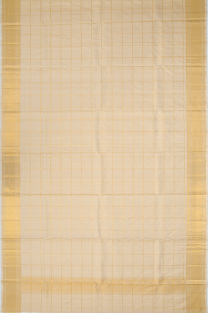 Kanchipuram Silk Checks Cream Dhoti 9X3 Muzham