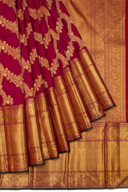 Kanchipuram Silk Jaal Maroon Saree